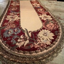 Vintage Velvet Table Piano Runner Floral Tapestry Belgium 13x45 picture
