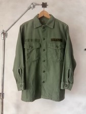 Vtg 60s/70s Og 107 Shirt Small Reverse Sateen Olive Drab picture