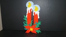 Vintage 18.5” Melted Plastic Popcorn Wall Christmas Double Candles - Kage Co USA picture
