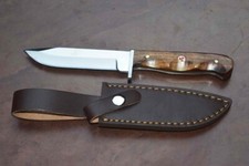 Handmade D2 steel hunting skinner knife with wood handle& Leather sheath picture