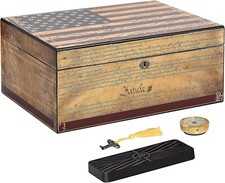 Humidor Supreme Constitution, Large Cigar Humidor Wood Box Vintage - 100 cigar picture