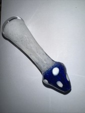 1ct🔥3” ONE HITTER GLASS CHILLUM TOBACCO YOU GET MUSHROOM PIPE IN PICTURE🎸💜💙 picture