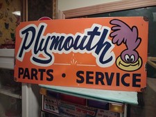 VINTAGE RARE LARGE PLYMOUTH SALES SERVICE STATION DEALER PORCELAIN METAL SIGN picture