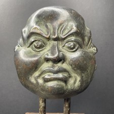 Vintage Chinese Solid Bronze Four Faces Statue Figurine Wood Base 7.5