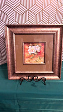 Vintage Framed Floral Art Print - Metallic Bronze Double Matted Frame 14