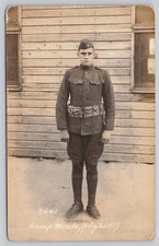 World War I Soldier Camp Meade Maryland 1919 Uniform RPPC Real Photo Postcard picture