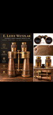 Rare Antique E. Leitz Wetzlar Large Brass Binoculars Germany Pre-WWI / WWI Era picture