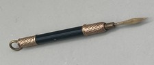 Antique Mechanical Chatelaine Toothpick~Retractible Victorian Era Gold Tone picture