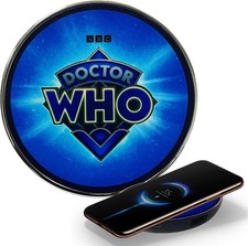 Doctor Who 60th Logo Illuminating Wireless Charger W/ Built-in Backup Battery Pk picture