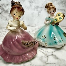 VTG Set (2) Josef Originals “Wee Three Tea Time” + “March Aquamarine”Figurines picture