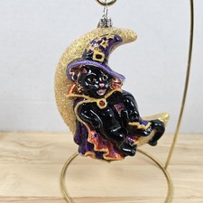 Christopher Radko Rare Luna Spell Cat Glass Ornament Retired Vtg 2006 picture