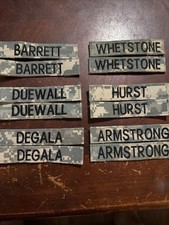 LOT OF 12 MILITARY PATCH HOOK AND LOOP ACU NAME TAPE W/6 Pairs Different Names picture
