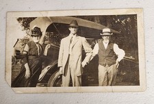Antique 1910s-20s Photograph Man Woman Early Auto Car Family Portrait Sepia VTG picture