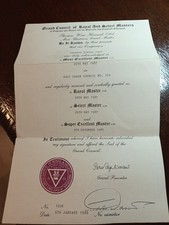 1987 Grand Lodge Royal and Select Masters Certificate Freemasonry masonic/898 picture