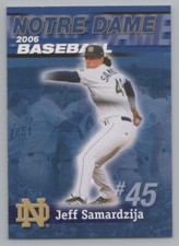 Jeff Samardzija 2006 Service Printers SGA Notre Dame Fighting Irish Baseball picture