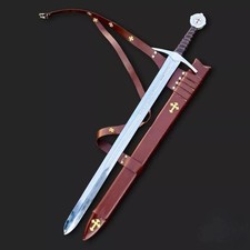 The Accolade Sword of the Knights Templar - Handmade Medieval Sword W/Scabbard picture