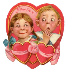 Vintage Frances Brundage Die Cut Valentine Cute Kids One I Love Germany c1910s picture