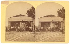 NEW YORK STEREOVIEW - Schenectady - Old Mohawk River Bridge - 1880s RARE picture