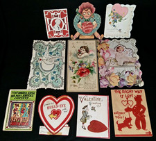 Vintage Antique Valentine's Day Cards Lot Of 10 Embossed 1920s-50s Ephemera picture