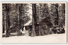 RPPC Mammoth Lakes, CA Cabins Camping Mono County 1938 Vintage Postcard picture