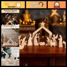 13-Piece Wooden Christmas Nativity Scene Decor | Holiday Home Decoration Set picture