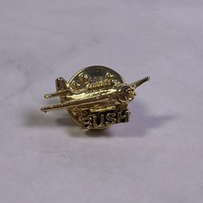 Vintage George Bush Lapel Pin Gold Tone Fighter Plane Campaign Brooch picture