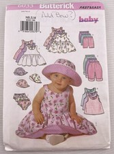 1990's Butterick Infants' Dress,Top,Pants,Shorts,Panties Pattern 6033 Size NB-M picture