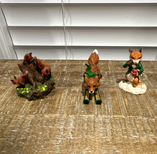 Vintage Hallmark Fox Christmas Figurines Ornaments Set of 3 picture