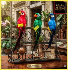 24/18in Artificial Feather Color Large Macaw Parrot Simulated Birds Home Garden picture