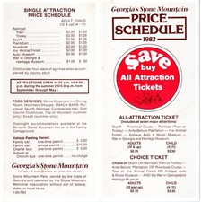 Vintage Georgia's Stone Mountain Price Schedule Fold Out Travel Brochure H5-5 picture