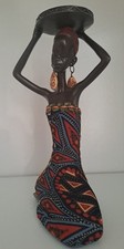 Vintage-style African tribal woman figurine designed as a decorative candle... picture