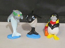 Vintage 1987 Sea World PVC Figure Lot of 3 Shamu Whale Dolly Dolphin, Penguin picture