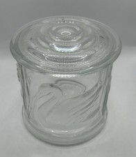 Vintage Gloria Vanderbilt Signed Glass Swan Jar Lid Teleflora France Vanity 4.5