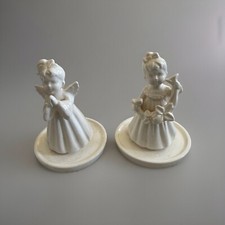 Vintage Set White Angel Girl Figurines Home Decorative Original Product Japan picture