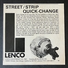 1972 Lenco Equipment Co. Street/Strip Quick Change Gear B&W Vintage Print Ad picture