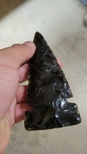 Black Obsidian Spearhead, Obsidian Arrow, Black Obsidian, 5.5 Inches picture