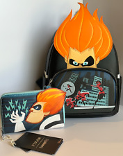 Loungefly Disney Pixar THE INCREDIBLES Villians Scene Syndrome Backpack + Wallet picture