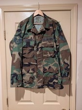 Vintage 1999 USAF Woodland Camo BDU Jacket Coat Medium Regular American Apparel picture