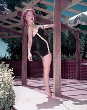 American film actress Rhonda Fleming posing a one piece swimming c- Old Photo picture