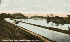 c1905 Oswego River & Canal Between Oswego And Fulton New York Postcard picture