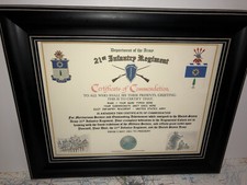 21ST INFANTRY REGIMENT / COMMEMORATIVE - CERTIFICATE OF COMMENDATION picture