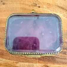 Museum Grade Antique French Jewelry Casket Box AB Paris Depose Beveled Glass picture