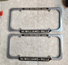 Vintage Hudson License Plate Frame 1940's Paso Robles Ca. McWilliams & Palla picture
