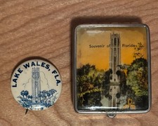 Vintage 1940s Lake Wales Florida Bok Tower Souvenir Compact and Pin picture