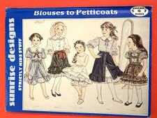2000's Sunrise Designs Girls Size 5-6-7 UNCUT Dress Skirt Peticoat Pattern #C159 picture