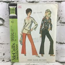 McCalls Pattern #9591 Vintage 1968 Sz 10 Pants Blouse Mod Hippie Cut Complete picture
