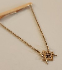 Vintage 14K Gold Freemason Tie Bar 4.62g Masonic Mason picture