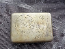 Antique Vintage Cigarette Case Snuff Box Hand Engraved Missing Clasp Lock picture