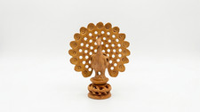 Handcrafted Wooden Peacock Showpiece with Undercut Work picture