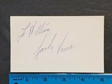 1950S-70S VINTAGE 3X5 CARD HAND SIGNED AUTO SANDY VANCE W/COA JSA AVAILABLE picture